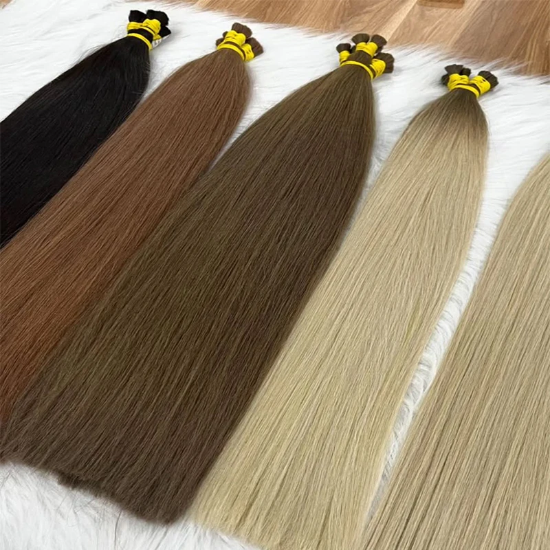 18～30インチ ベトナム産レミー人毛 編み込み用ストレートバルク ウェフトなしエクステ 100g カラー613