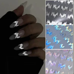 1PC Flash Reflective Wave Lines Nail Art Sticker Laser Gold Silver Strip Line Decals Self-Adhesive French Design Nightclub Nails