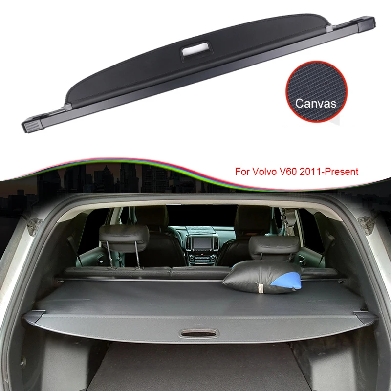 

Car Rear Trunk Curtain Cover Rear Rack Partition Shelter Canvas Storage For For Volvo V60 2011-2025 Internal Auto Accessories