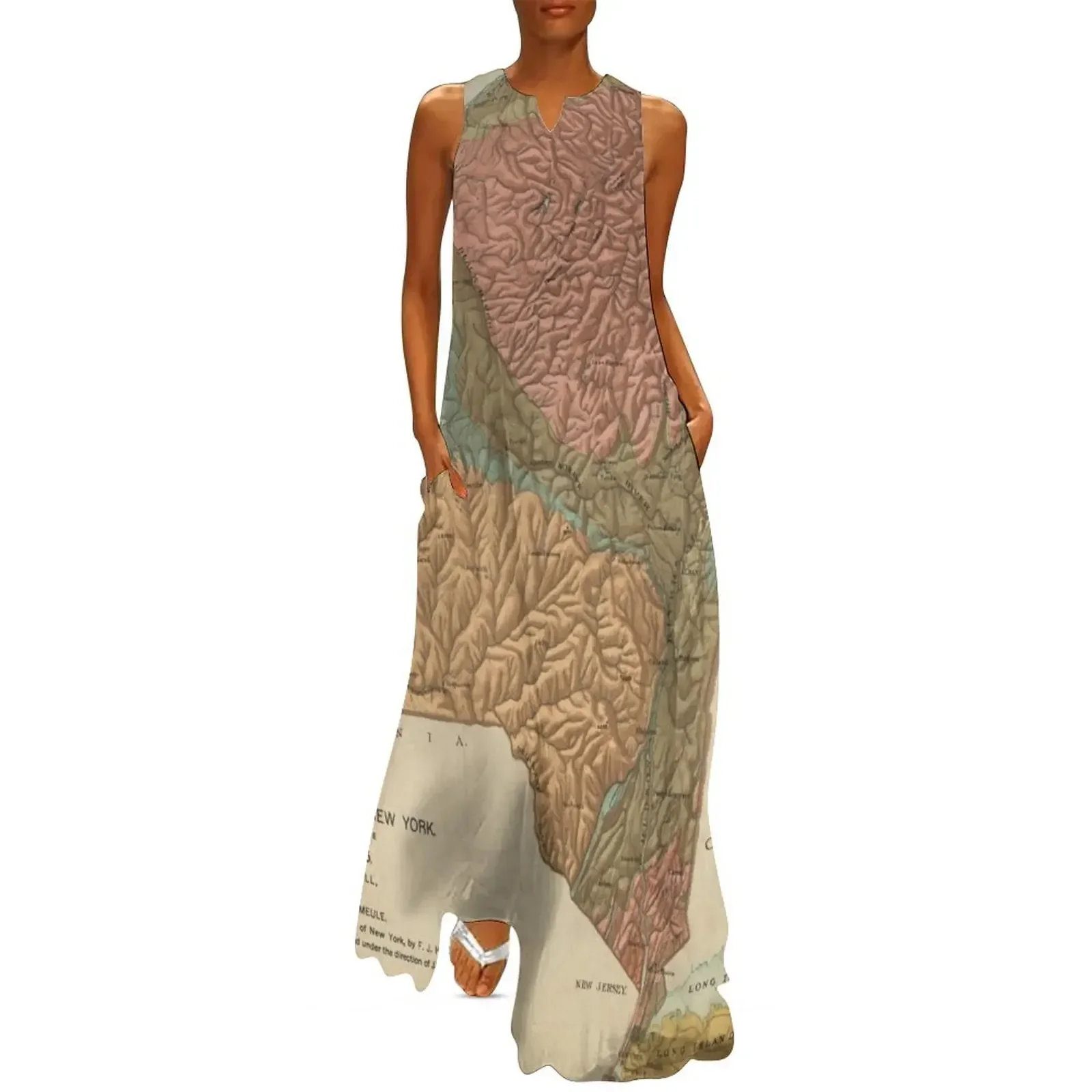 

Vintage Geological Map of New York (1898) Long Dress summer dress woman 2025 Dress