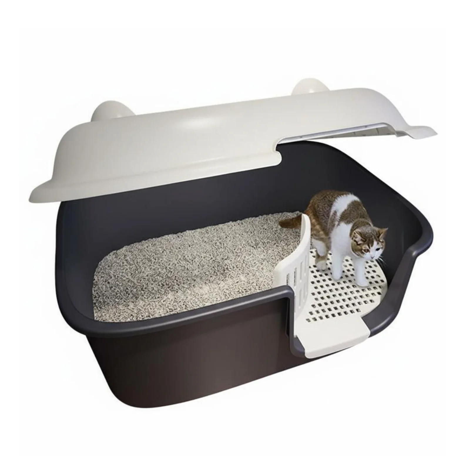 

Большой ящик для кошачьего туалета, полузакрытый, легко чистится