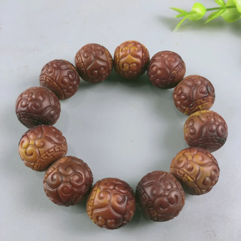 Second Generation Amber Beeswax Bracelet Bracelet Vairocana God of Wealth Return Pattern Buddha Head Imitation Ambergris Bracele