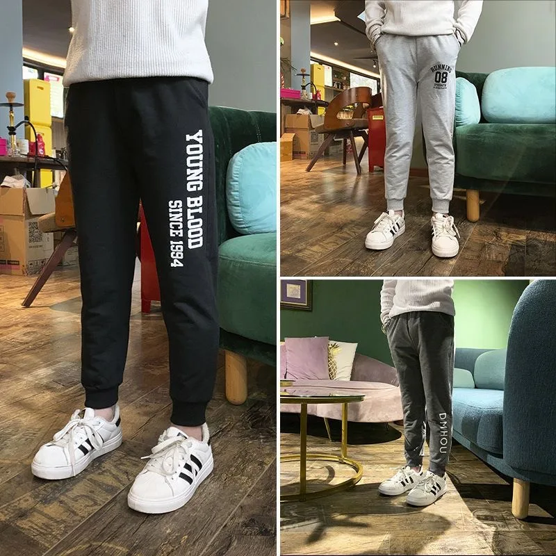 Spring Autumn Brand New Retail Sale Cotton Pants Solid Boys Girls Casual Sport Pants Jogging Enfant Garcon Kids Children Trouser