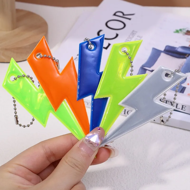 Creative Reflective Lightning Tape Bag Pendant Colorful Streamer Safety Reflector Reflective Keychain Traffic Safety Accessories