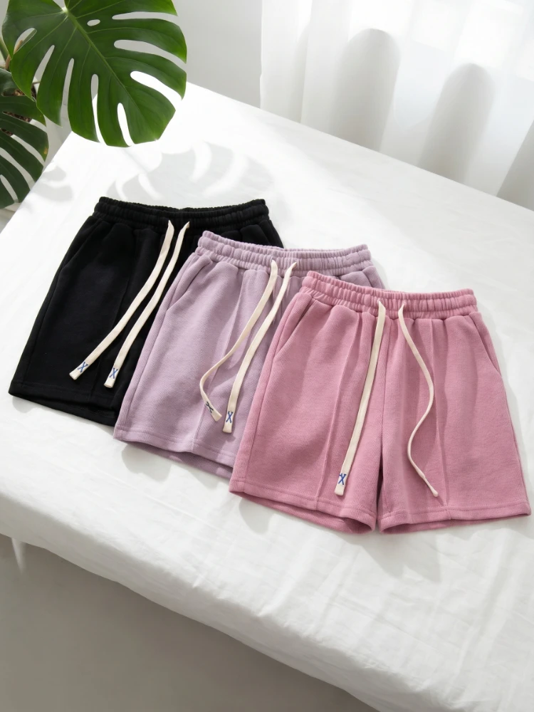 Korean Style Elasticity Lovely Girls Sweet Women Shorts 2026 Summer Students Harajuku Simple Pure Gray Trousers Female