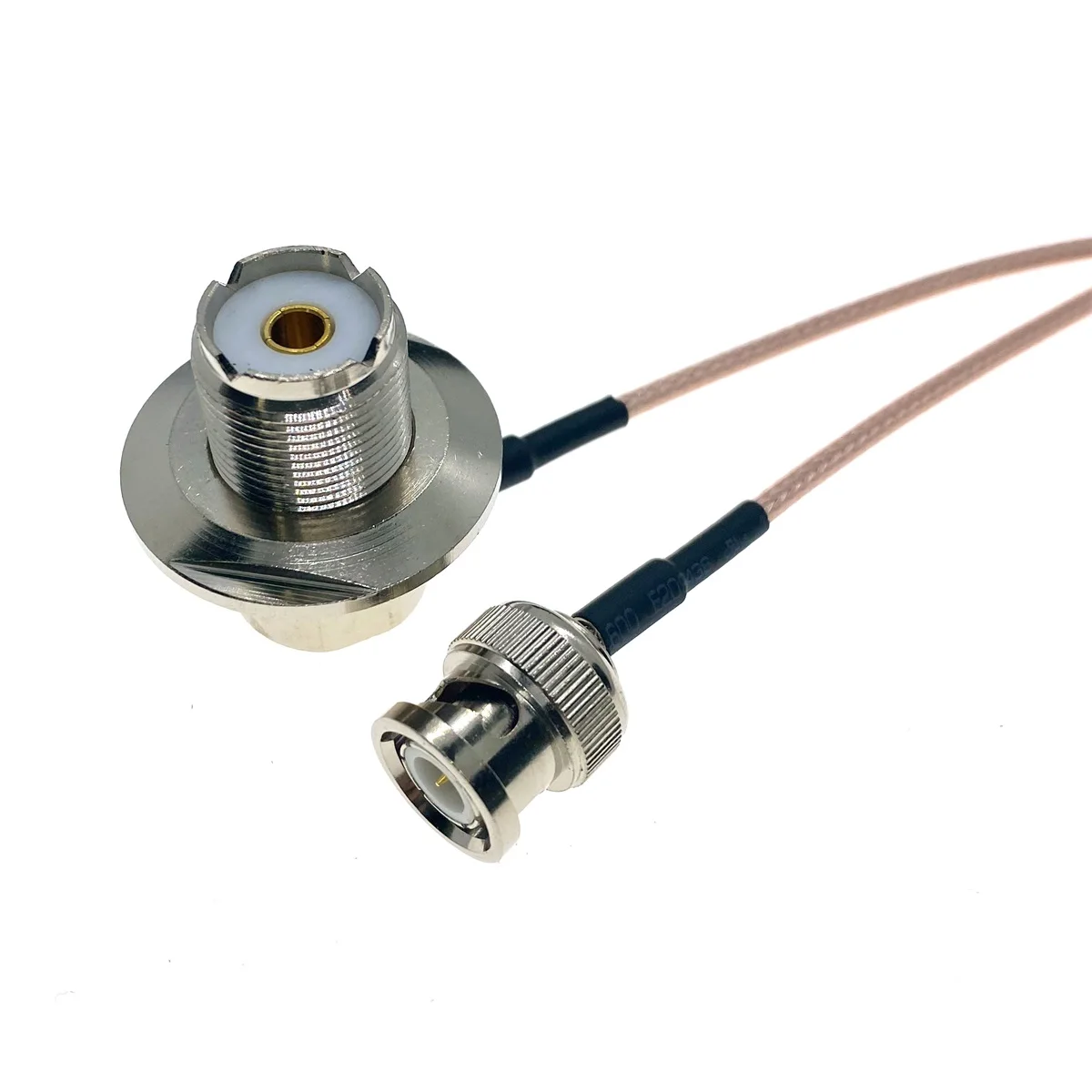 Conector de ángulo recto RG316 BNC macho a SO239 UHF hembra, 50ohm, puente de baja pérdida, Cable coaxial RF