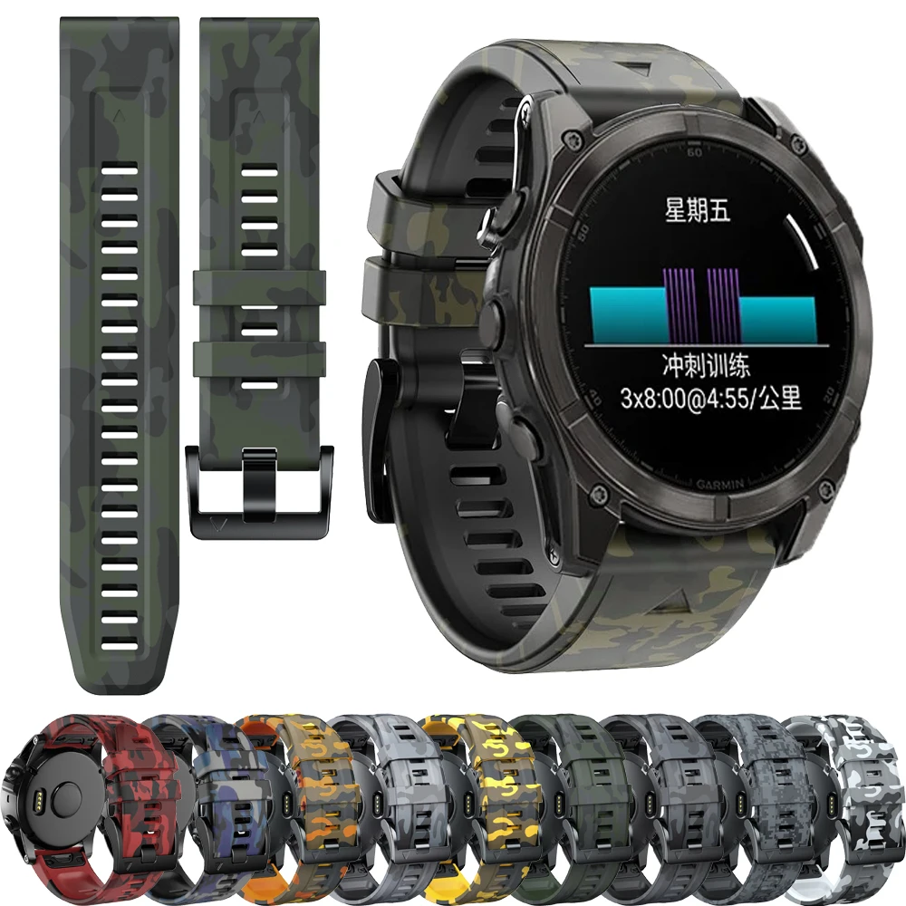 Painted For Garmin Fenix 8 Watch Band Sports Silicone Strap Fenix E 47mm 7 7X Pro 6 6X Pro 5 5X Plus Replacement 22/26mm Bands