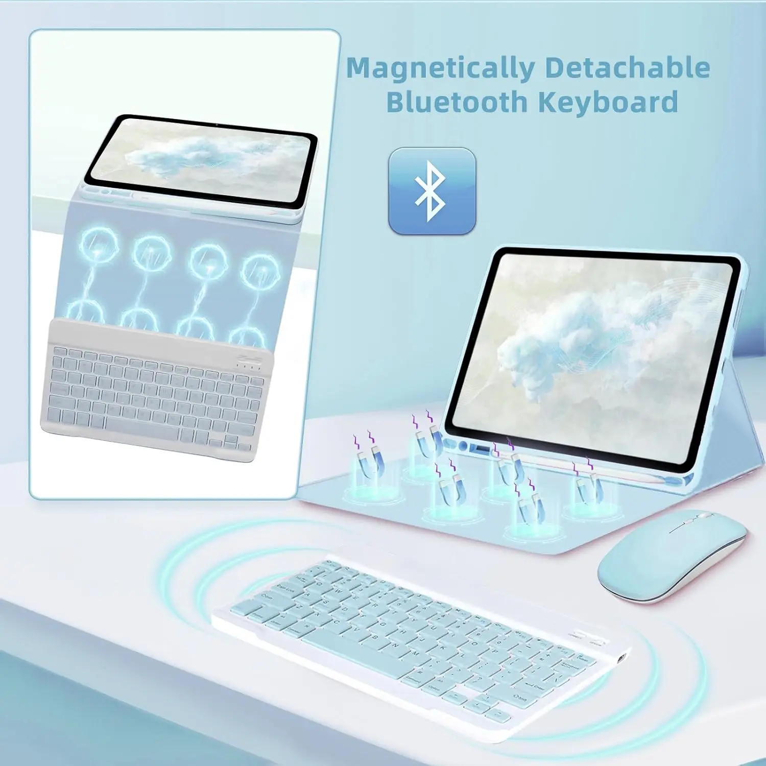 Detachable Keyboard Case for Samsung Galaxy Tab A9 X110 A9Plus X210N Tab A8 X200 A7 T505 S6 Lite 10.4 Magnetic Keyboards Cover