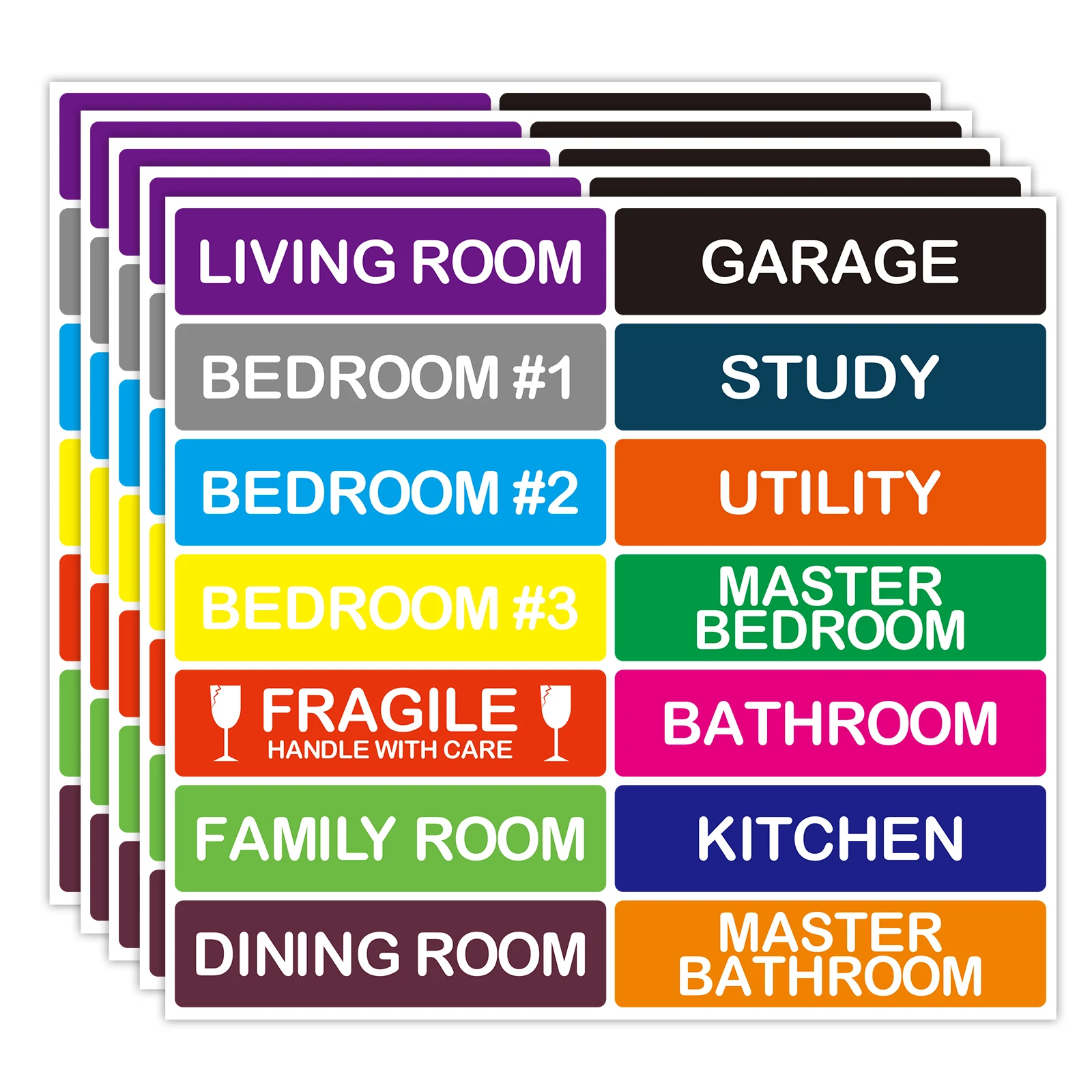 10Pcs Storage and Labeling Stickers for Household Moving and Transport, Color-Coded Household Moving Classification Stickers for Box Storage and Organization, Packing Stickers for Household Item Transport and Storage