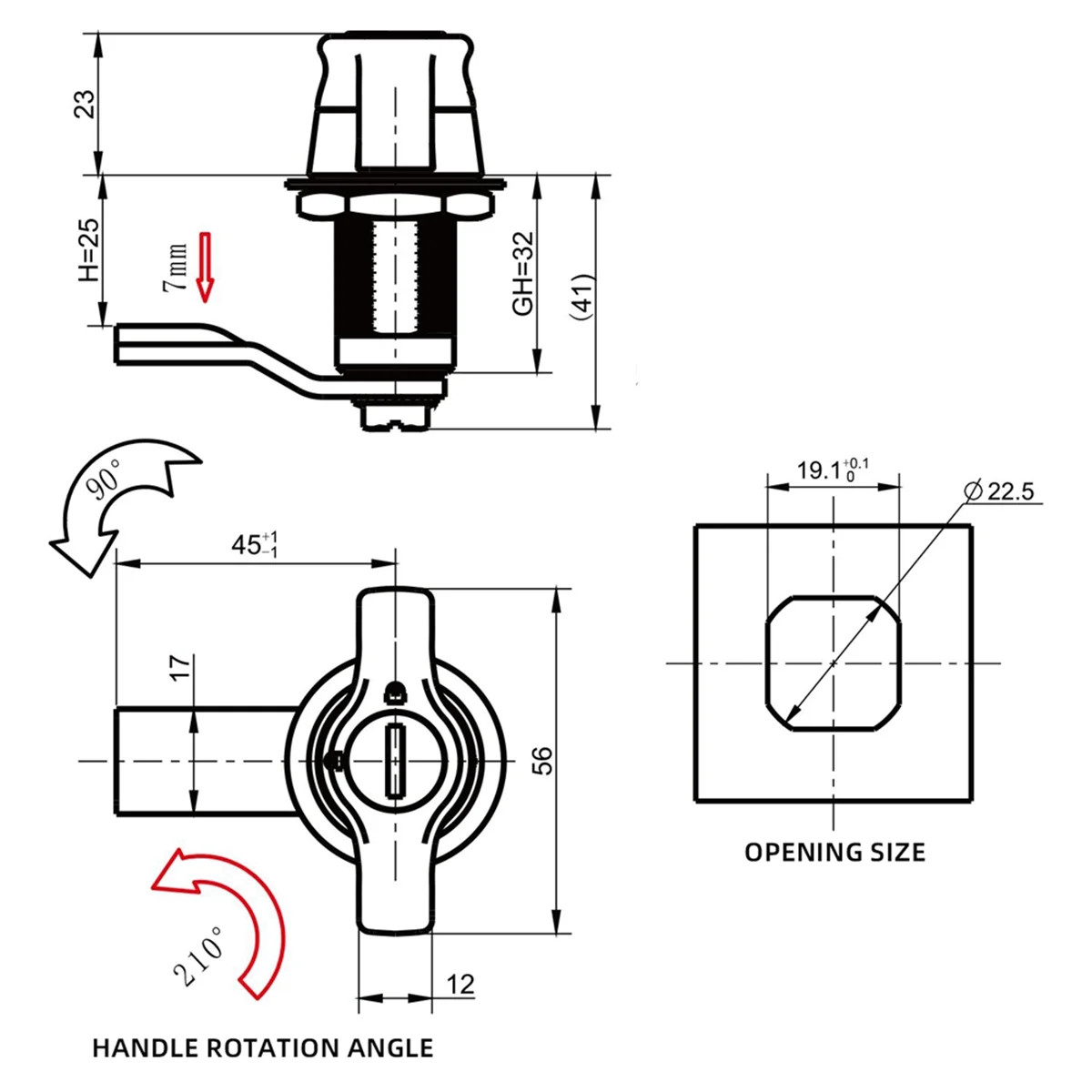 RV Cabin Door Lock Compression Seal Lock Luggage Compartment Door Lock Oval Handle Rotary for Trailer RV