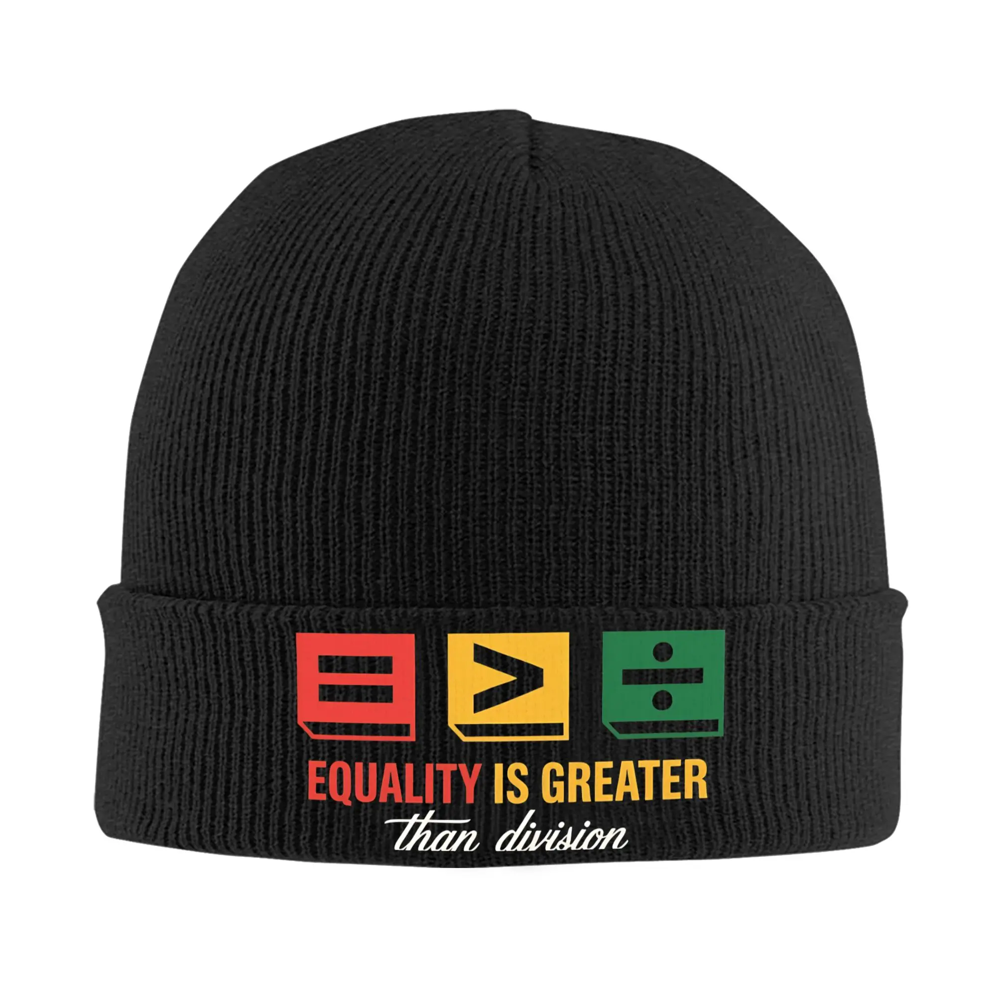 Juneteenth Equality Is Greater Than Division Math Essential Beanie Hats  Bonnet Hats Adult Unisex Y2K Cool Kpop Knit Hat Elastic