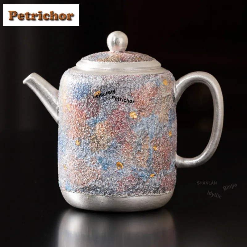 

140 мл Kiln Fambe Rainbow Glaze Посыпка золота Чайник ручной работы Чайник для заварки чая Чайник с ситечком Чайные услуги Подарок