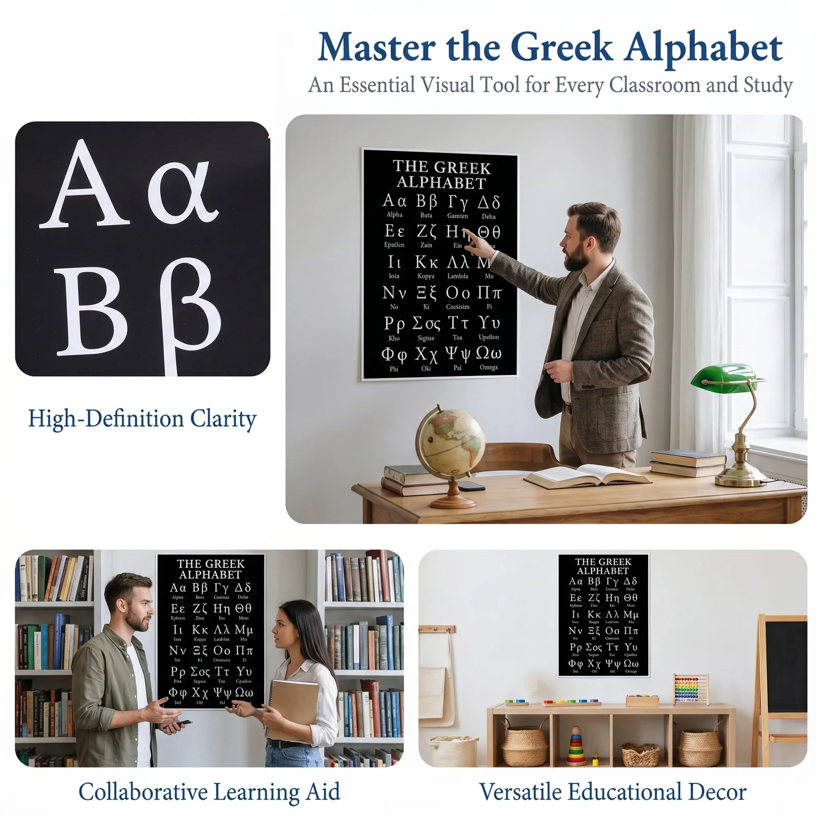 Greek Letter Poster Large Size Wall Decoration for Classroom Study Room Home Office Alphabet Print Popular Wall Art view 3
