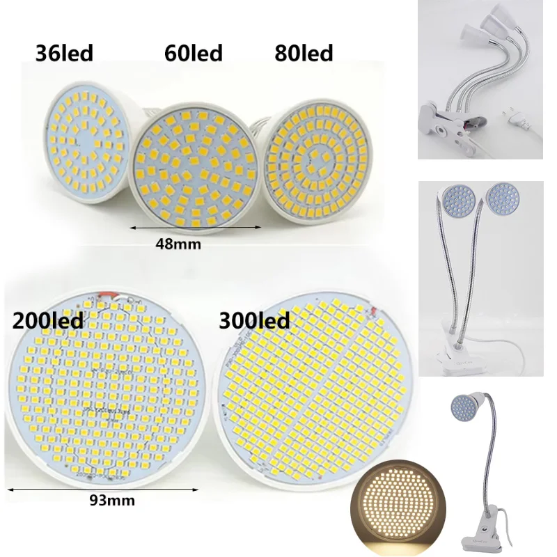 

80 300LED warm Full Spectrum sunlight flower plant Grow light phyto lamp desk clip yellow Fitolamp indoor veg growbox greenhouse