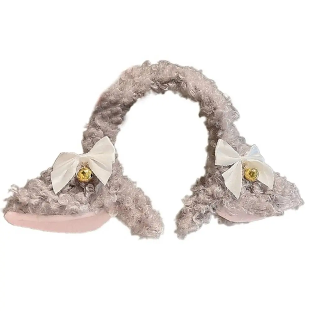 Plush Sheep Ears Headband Fashion Fancy Props Simulation Plush Hairband Handmade Bowknot Head Hoop Costume Party