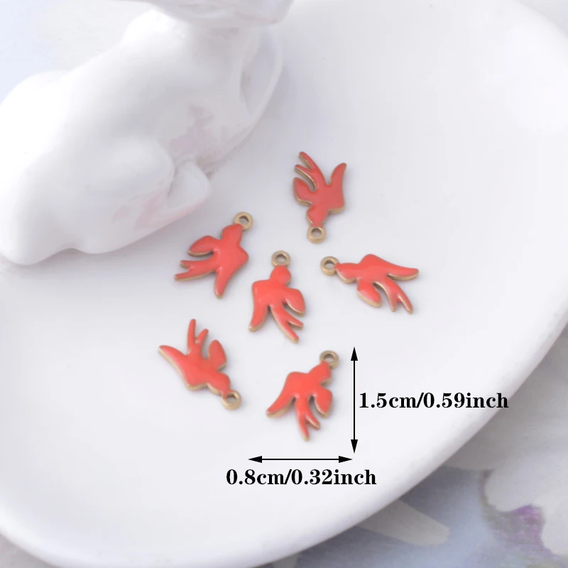 20 Stück, beidseitig emailliert, kleine Friedenstauten-Anhänger, tropfende Öl-Vögel, Schwalben, Ohranhänger, Halskette, Armband, Schmuckdekor – Detail 2