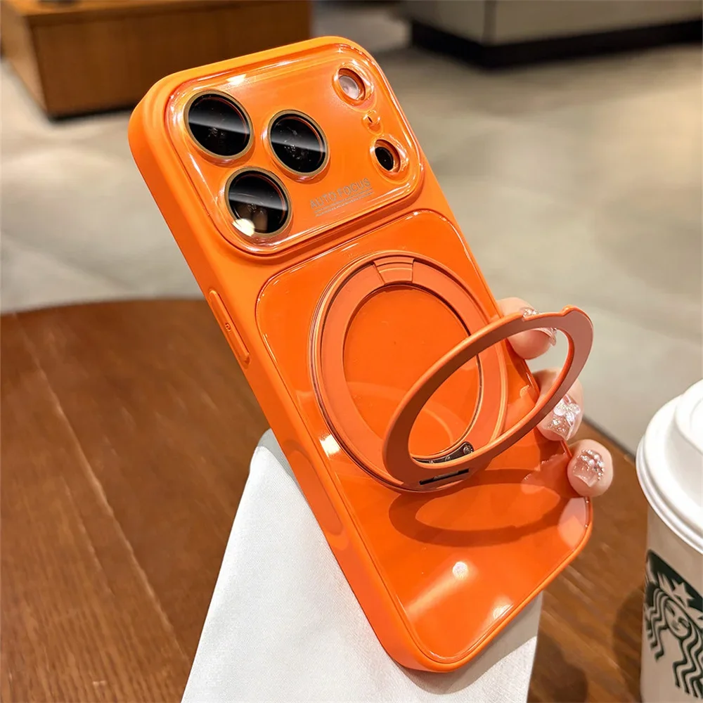 360° Rotating Holder Magnetic Phone  Case for iPhone 17 16 15 Pro Max 14 13 12 11 For Magsafe Lens Protection Glossy Cover - view 6