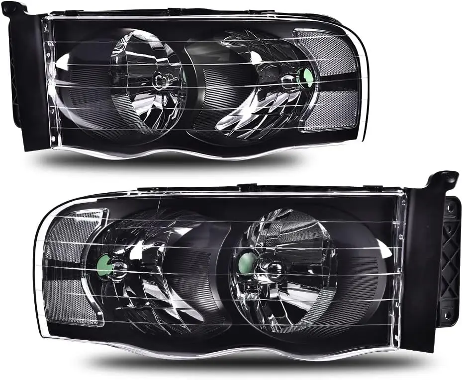 

Фара в сборе, совместимая с бампером Dodge Ram 1500 2500 3500 2002, 2003, 2004, 2005, черный корпус Clea.