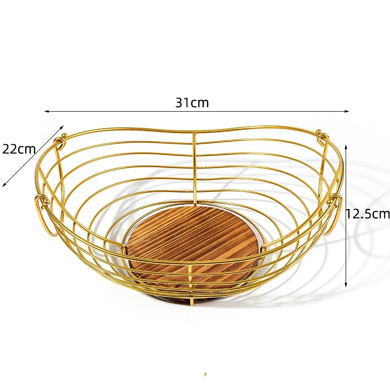 

Nordic Fruit Tray,Living Room Hanging Tea Cup Fruit Tray,Simple Wrought Iron Wooden Sugar Basket,Banana Basket Kitchen Organizer