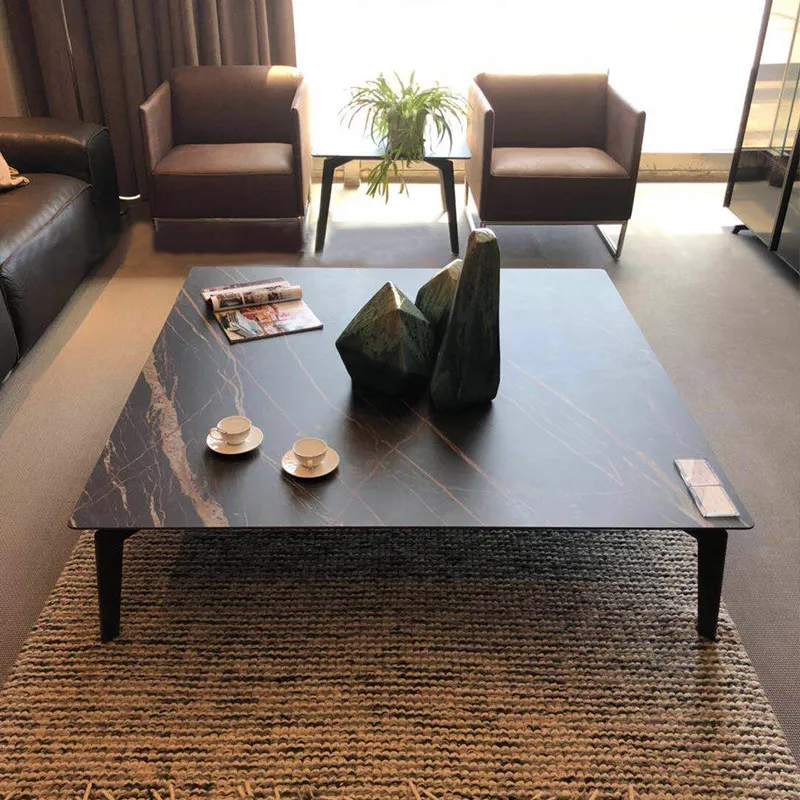 Rock slab coffee table Italian minimalist household small apartment living room square coffee table side table