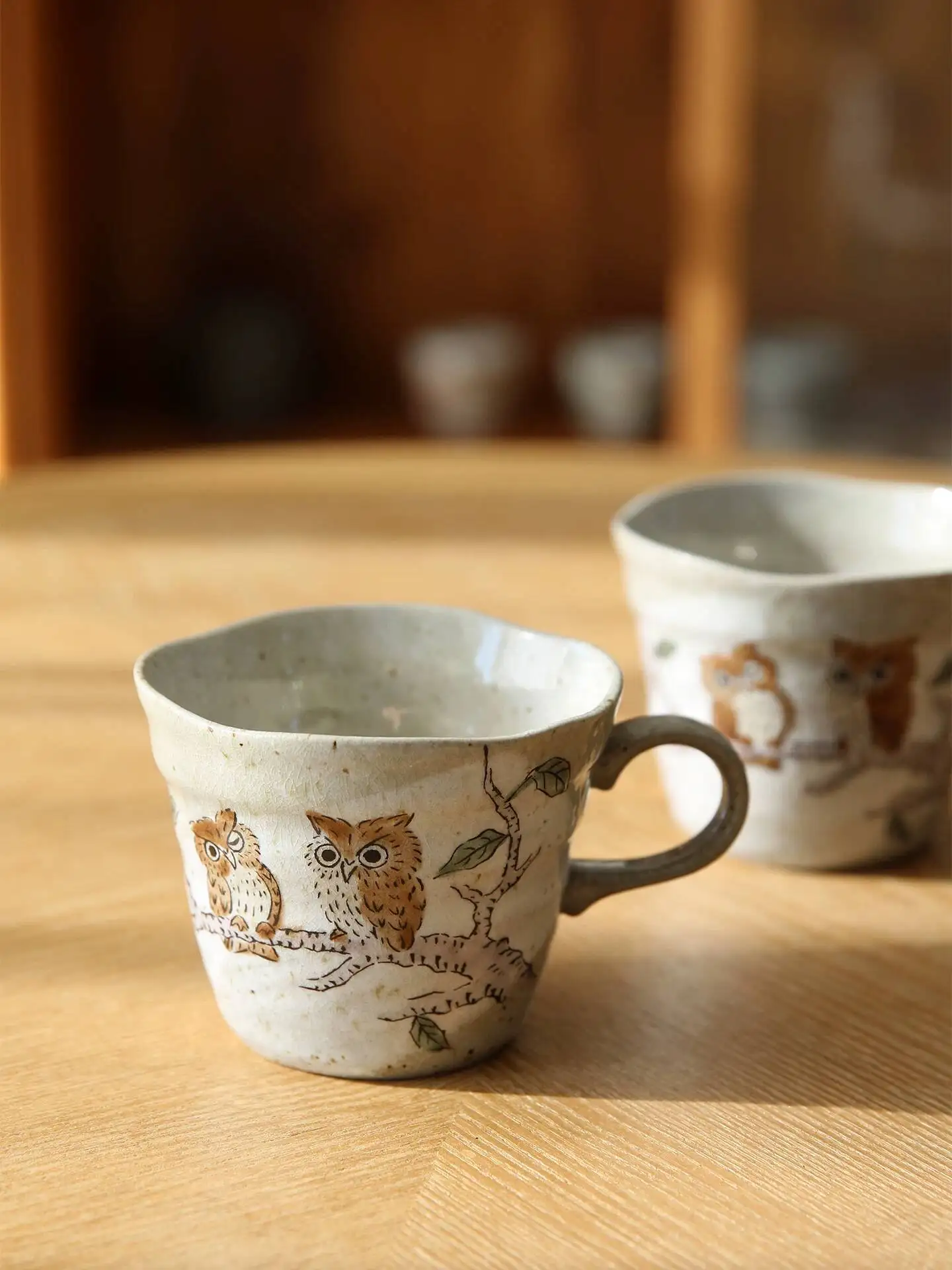 

Оригинальные японские импортные керамические кружки Кутани с росписью в виде совы, парные кружки для влюбленных.