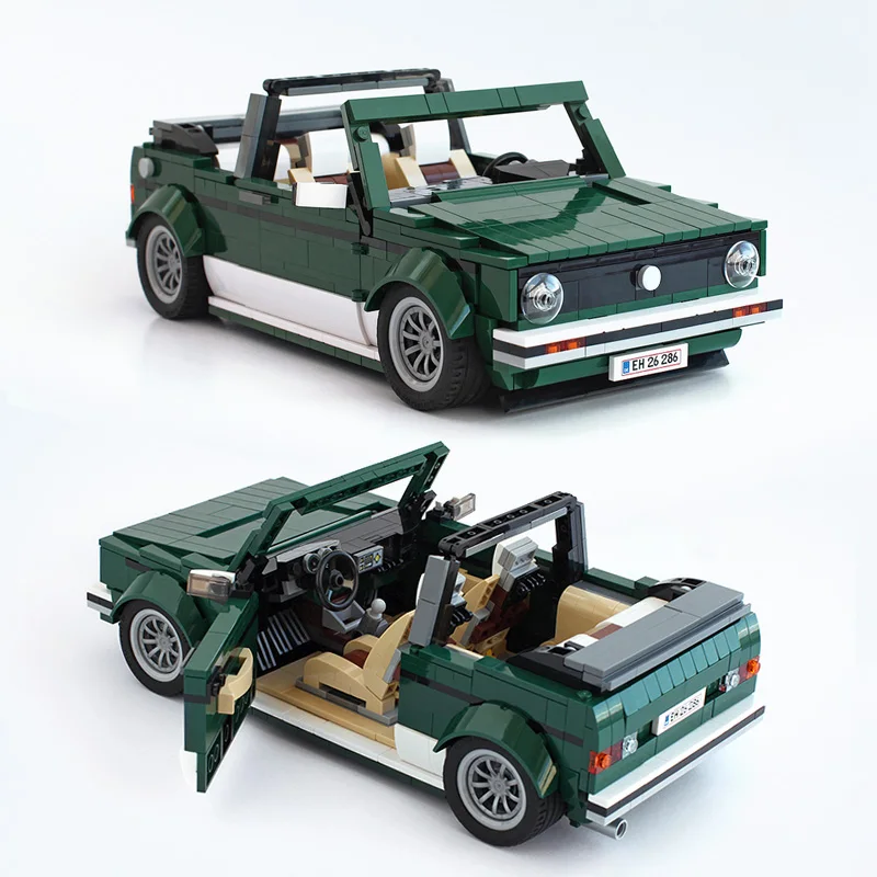 Moc-ミニクーパービルディングブロックセット、テクニカルカー、ゴルフmk1カブリオレット、車両モデル、組み立てレンガ、10242、978個、新しい