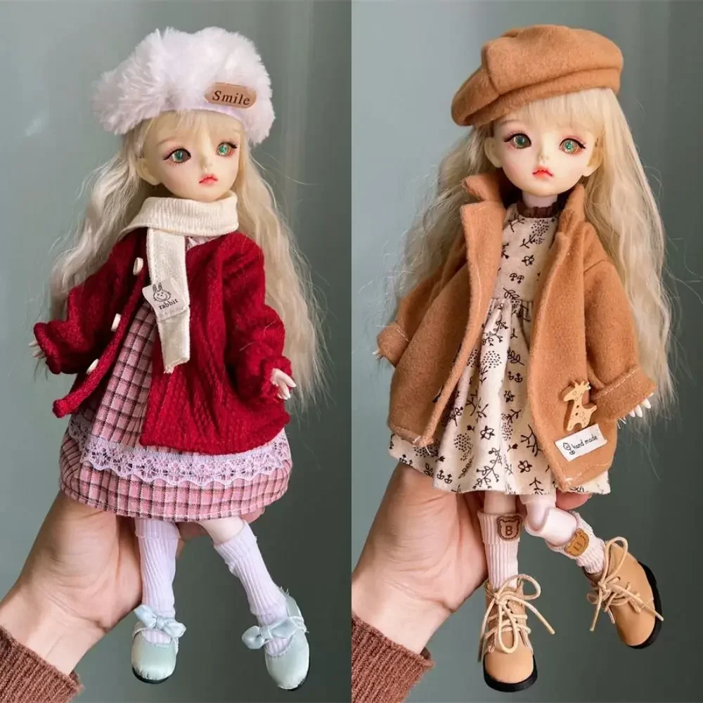 New Exclusive Hot Item 30cm BJD Doll Fashion Outfit 1/6 Doll Clothes Winter Coat Dress Hat Set Girl Toy Holiday Gift Accessories