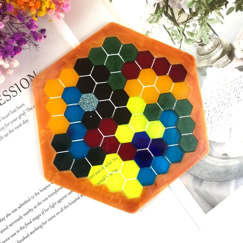 Honeycomb UV Crystal Epoxy Resin Mold Handmade Children Early Educational Puzzle Silicone Mould DIY Crafts Casting