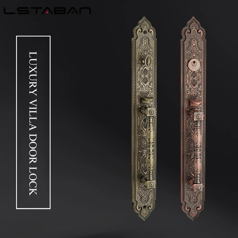 Imagem -05 - Bronze Estilo Europeu de Luxo Vila Fechadura da Porta de Segurança Entrada do Hotel Fechadura da Porta Abertura Dupla Fechadura da Porta Folio Fechadura da Porta de Madeira Maciça