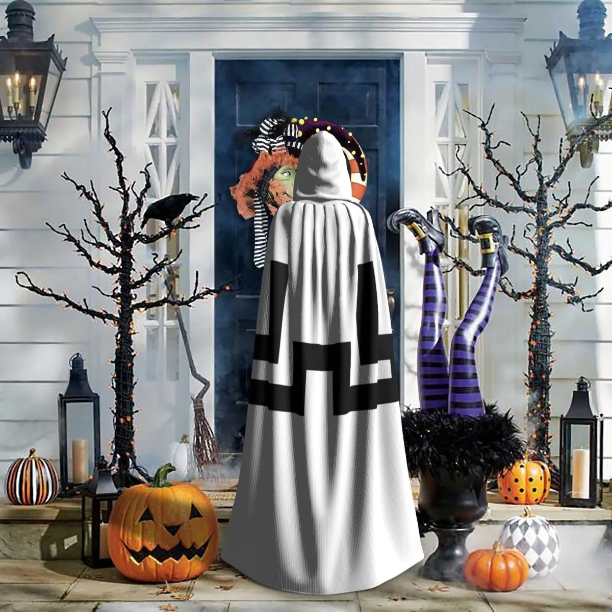 

DnB Allstars - Drum And Bass Rave Long Hooded Cloak Witch Medieval Costume Cosplay Cape HalloweenCoat Adult Unisex