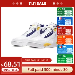 NIKE FLIGHT LEGACY Lakers white, blue and yellow retro basketball shoes BQ4212-102