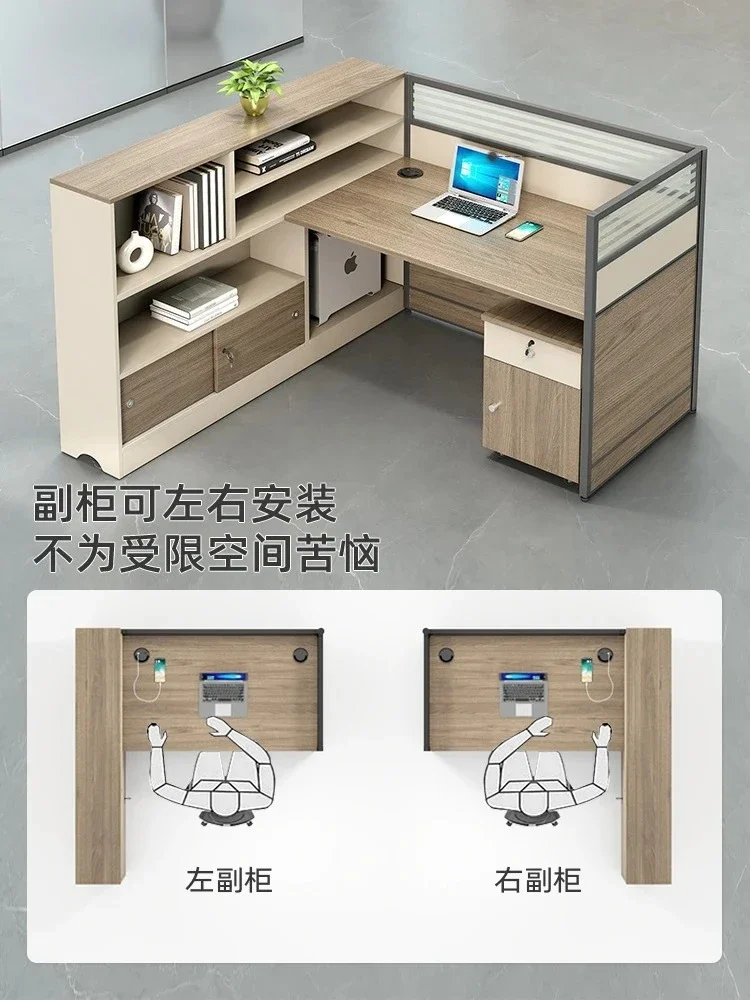 NNStaff Office Desk And Chair Combination Simple Modern Three-Seat Office Finance Room Office Desk With Chinese Screen