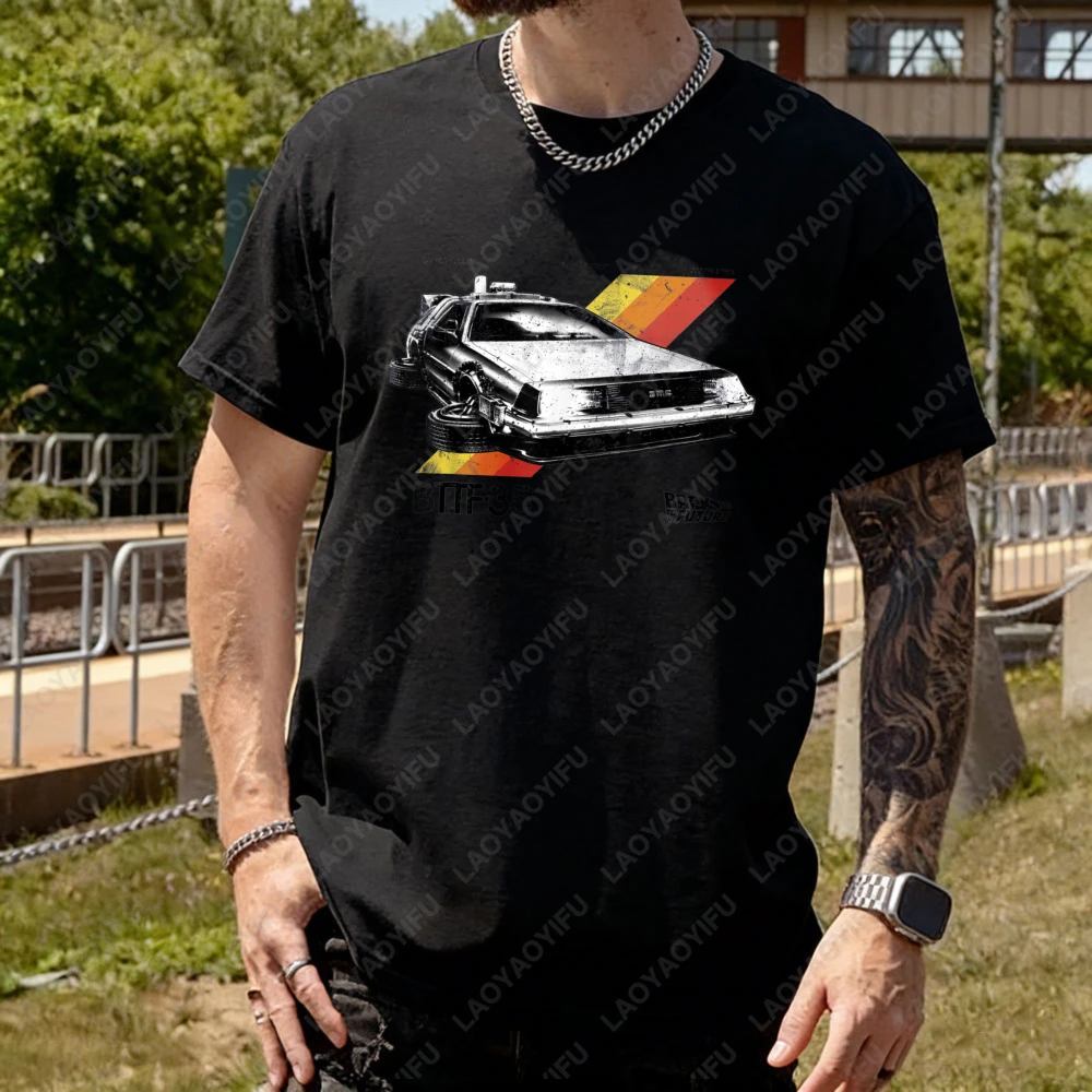 

Back To The Future DeLorean Bttf 35 Anniversary Movie Car Print Unisex Cotton Tshirt Casual Summer Trendy Fashion Men Women Wear