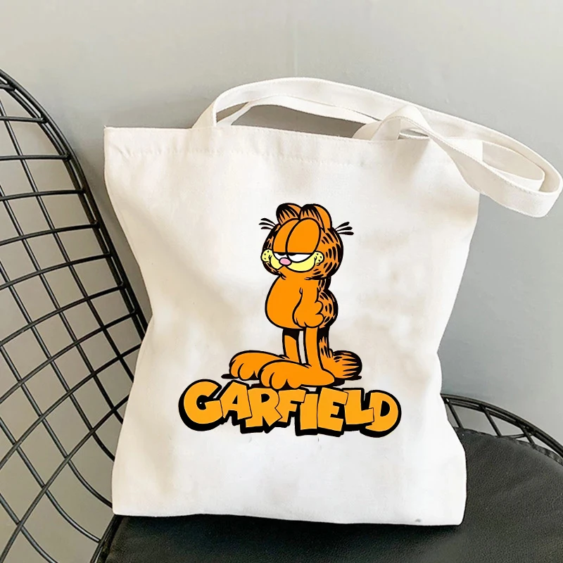 Garfield borsa a tracolla Anime Cartoon Cat borsa di tela stampata studente portatile borse di immagazzinaggio di cancelleria di grande capacità