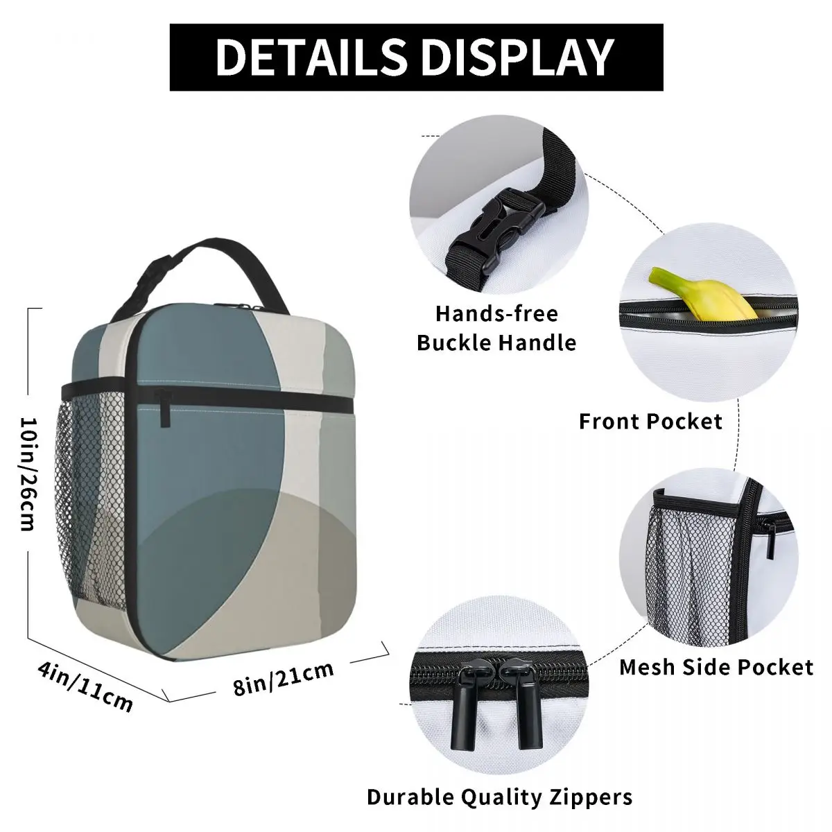 Mid Century Minimali Insulated Lunch Bag for Kids School Cooler Thermal Food Box Tote Leakproof Lunch Boxes Container
