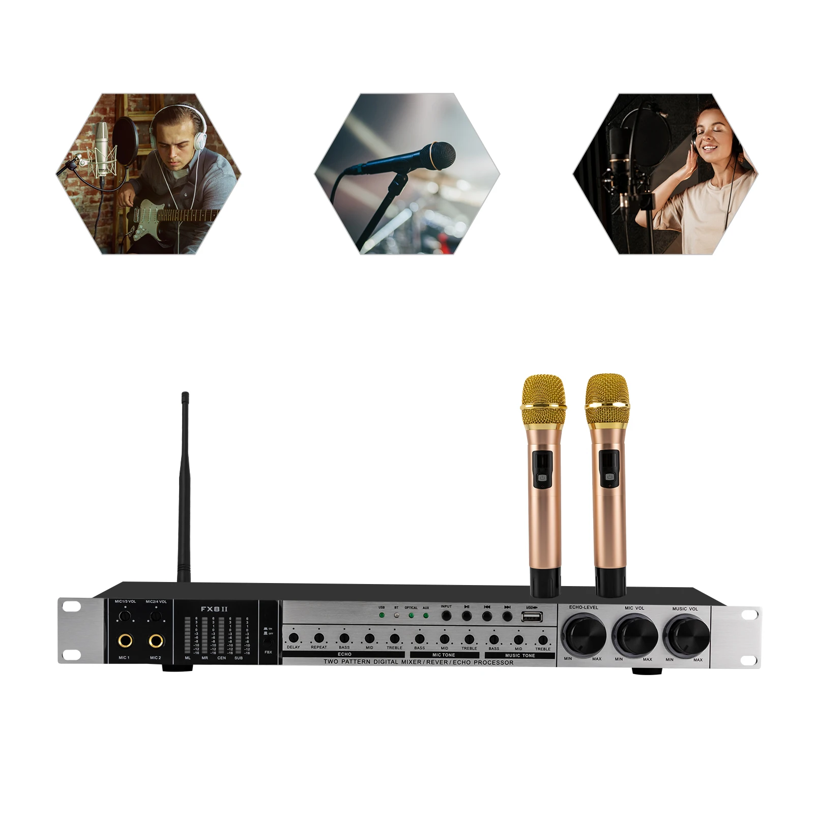 Professional KTV Digital Pre-stage Effector USB Bluetooth Device Mixer, For Household Karaoke Reverb