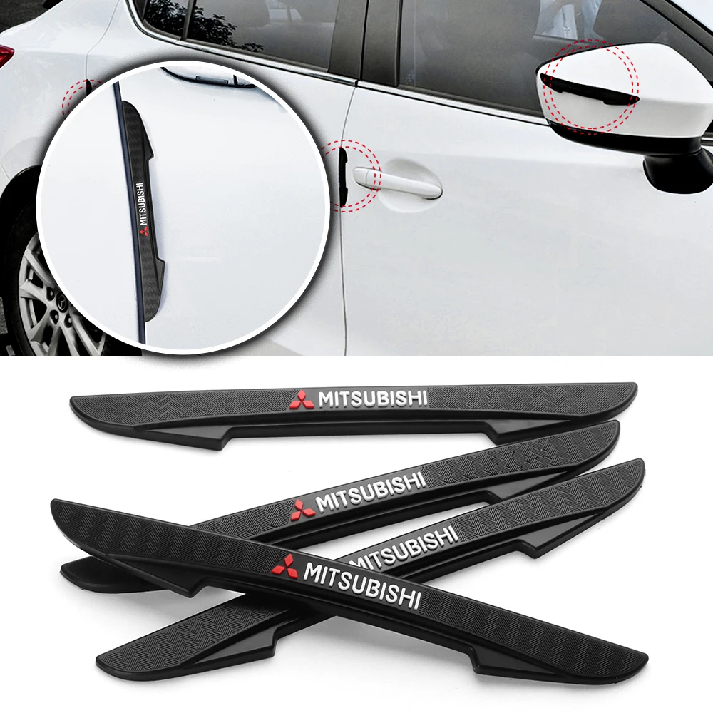 4pcs Rubber Car Door Edge Protector Stickers Anti Collision Strips For Mitsubishi Lancer 9 10 Outlander 3 Asx L200 Pajero etc