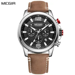 MEGIR Luxury Men Watch Quartz Sports Chronograph Luminous Waterproof Date Wristwatches Multifunctional Clock Relogio Masculino