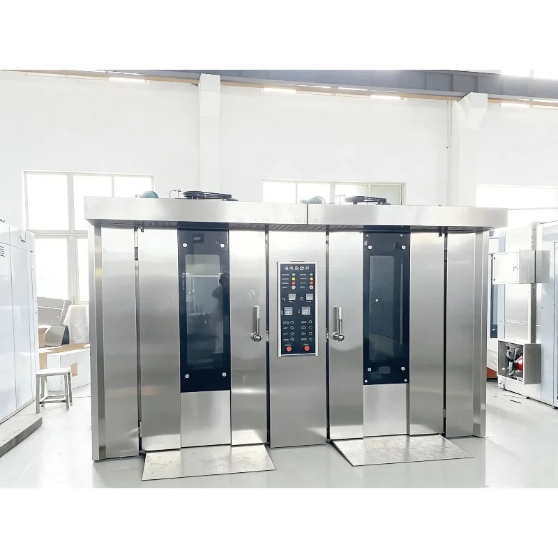 New High Efficiency Electric/Gas/Diesel Rotary Baking Oven Double Door&body Large Capacity 64 Tray Automatic Corn Fruit