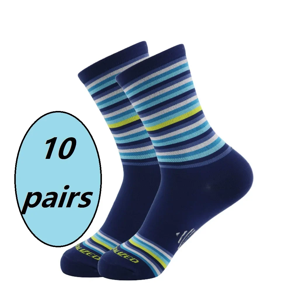 Chaussettes de cyclisme confortables pour hommes et femmes, chaussettes de sport à séchage rapide, chaussettes de course, 10 paires