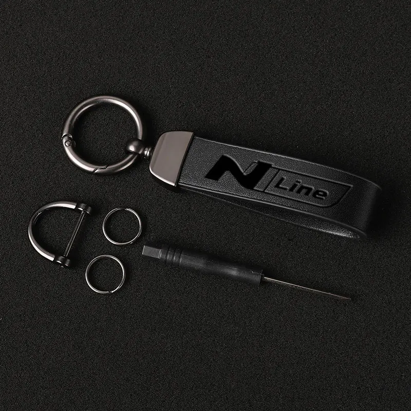 الفاخرة جلد طبيعي المفاتيح سيارة حلقة رئيسية مع شعار لشركة هيونداي إلنترا كونا i10 i20 i30 توكسون سوناتا N خط اكسسوارات السيارات #5