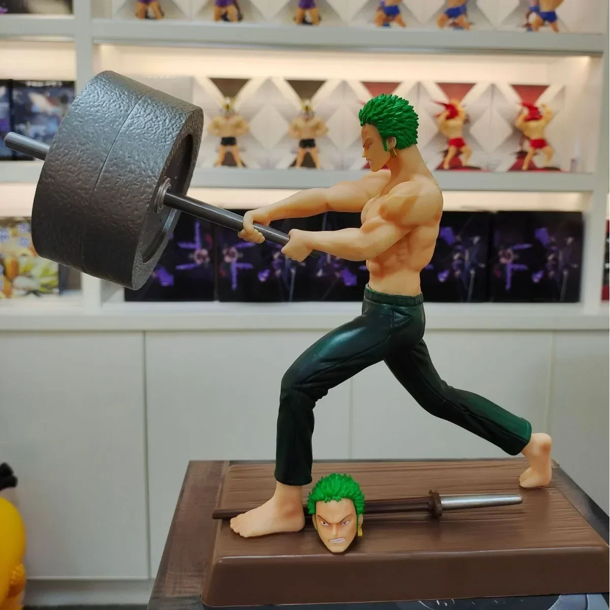 

One Piece Action Figures Roronoa Zoro Figurine Sword Toy Anime Double Headed Figure with Dumbbell Statue PVC Ornament Dolls Gift
