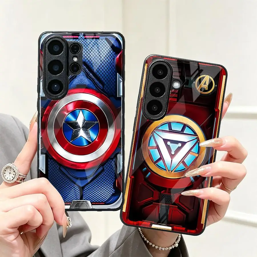 Glass Case for Samsung Galaxy S26 Ultra 24 Plus S24+ S26+ S22 S25+ S23+ 25 Edge S21 S20 S23 FE Phone Cover Ironman Sipiderman
