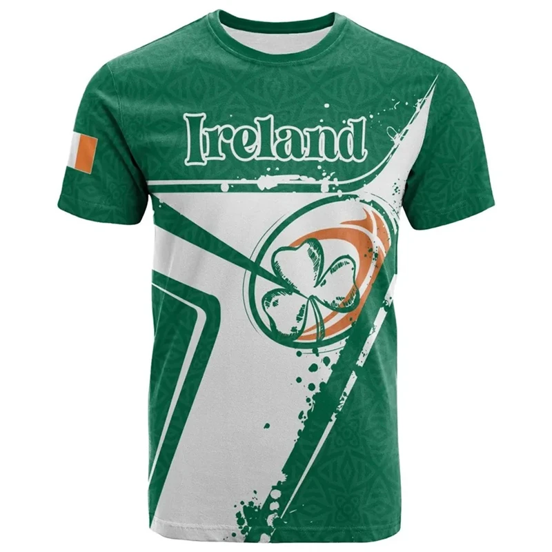 Ireland Shamrock Pattern T-Shirt 3D Printed T Shirt Men Women Clothing Casual Short Sleeve Tees O-Neck Pullover Tops Streetwear