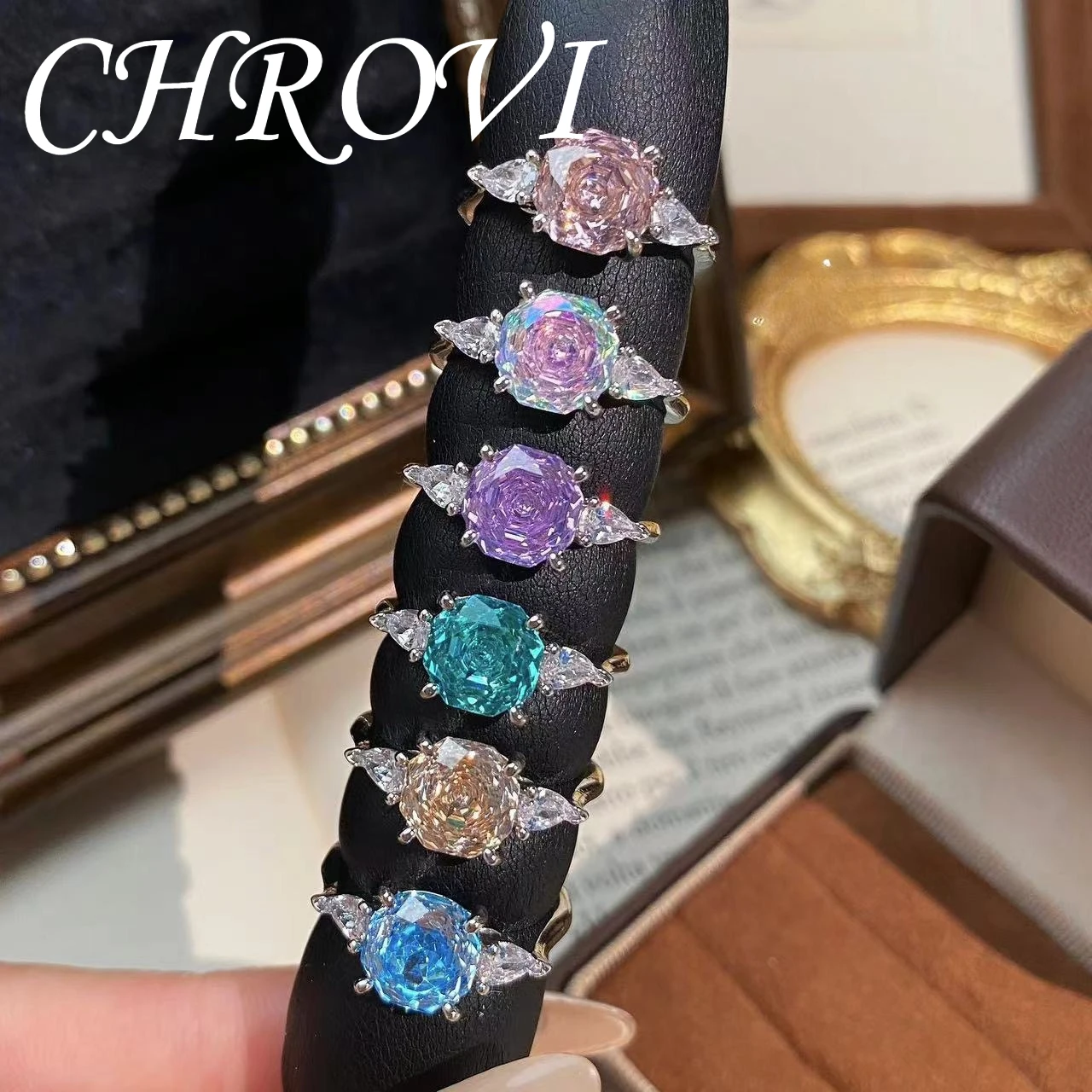 925 Sterling Silver Millennium Rose Ring Luxury High-End Blue Rose Flower Ring for Women