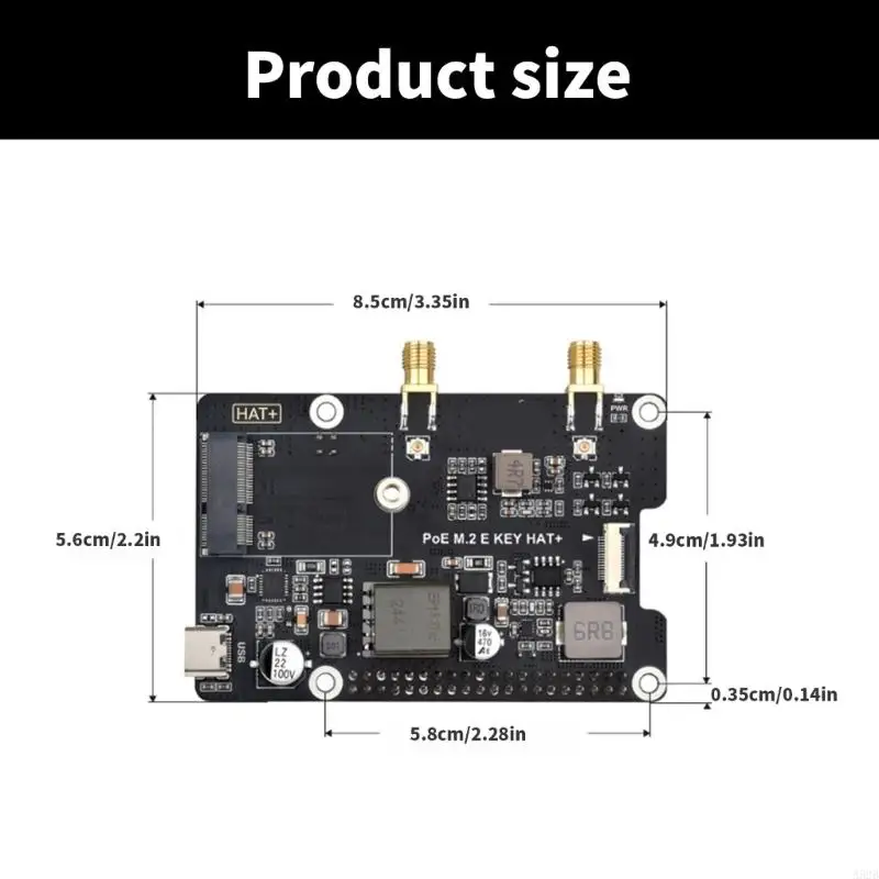 A52B PCIe To M.2 E KEY Adapter With Power Over Ethernet for RPi 5 M.2 E Key Wireless PC Expansion Board Support