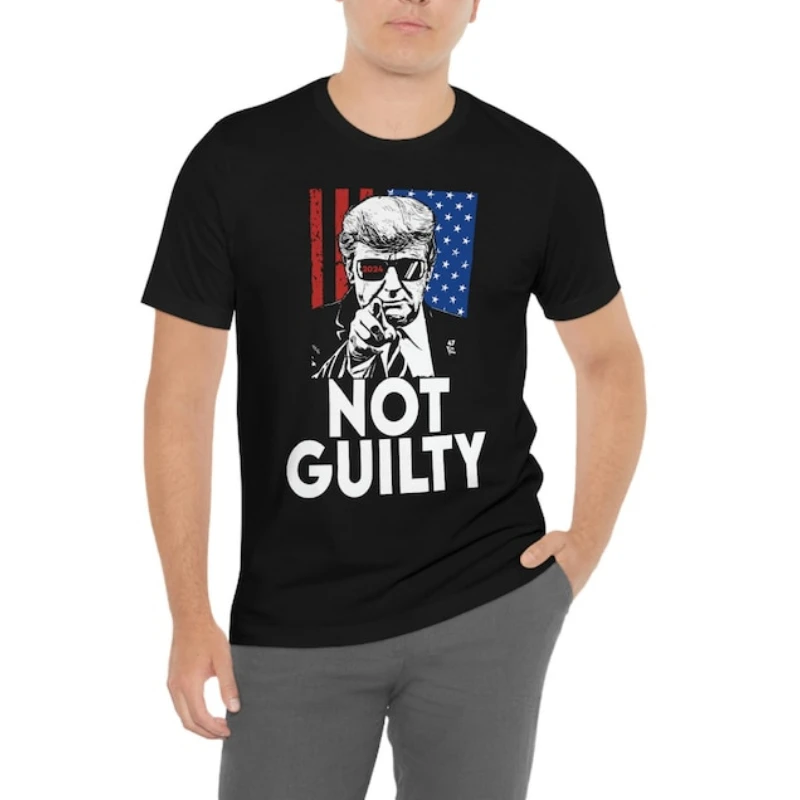 Stand with Trump Not Guilty Shirt Trump Not Guilty Man Printed T Shirt Arrested Arraignment Mugshot MAGA Printed Women T-shirt