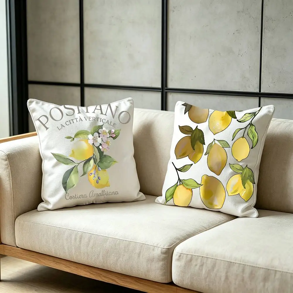 Vintage Lemon Throw Pillow Cover Neutral Decor Cushion Cover Soft Sofa Couch Bed Home Decor Pillow Case