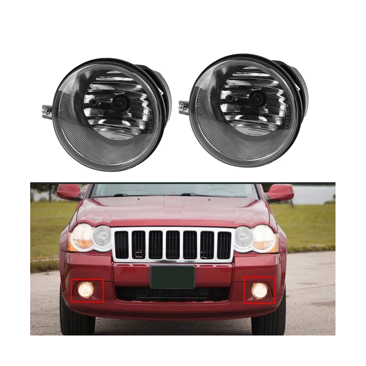 2Pcs Fog Light LED Running Light Strobe Light Car Accessories for Jeep Grand Cherokee 2005-2010 4805859AA