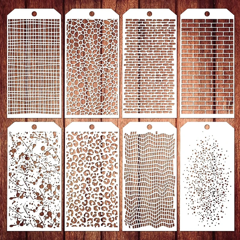 8Pcs/set Color Drawing Scratchcard Painting Pattern Brick Dot Painting Template Hollow Out Learning Hand Copied Board